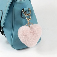 Imitation Fur Pom Pom Balls, for DIY Keychain Bag Making Accessories, Heart, Pink, 10x8cm(PW-WG36803-08)