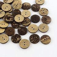 2-Hole Flat Round Coconut Buttons, Coconut Brown, 20x3.5mm, Hole: 2mm(BUTT-R035-006)