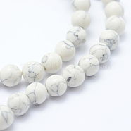 Synthetic Howlite Bead Strand, Dyed, Round, White, 6mm, Hole: 1mm, about 66pcs/strand, about 15 inch(G-E439-6mm-01C)