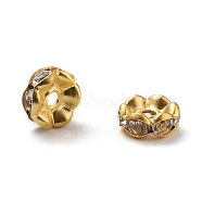 Iron Rhinestone Spacer Beads, Grade A, Rondelle, Waves Edge, Golden, 6x2.5mm, Hole: 1.5mm(X-RB-A007-6MM-G)