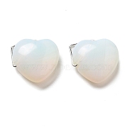 Opalite Pendants, Heart Charms with Platinum Tone Brass Findings, 15~16x16~16.5x7.5mm, Hole: 2.5~4x4~7mm(G-K371-02P-02)