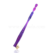 Resin Calligraphy Oblique Nib Pen Holder, with Removable Brass Flange, Purple, 17cm(FIND-WH0053-97B)