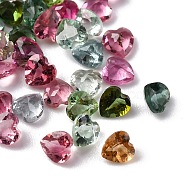 Faceted Natural Tourmaline Cabochons, Pointed Back, Heart Shape, Mixed Color, 3x3x2mm(G-I295-05C-12A)