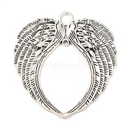 Alloy Pendant, Wings, Antique Silver, 72.5x68x4mm, Hole: 6mm & 2.5mm, 40pcs/1000g(PALLOY-H141-05AS)