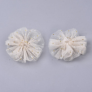 Organza Fabric Flowers, with Foil, for DIY Headbands Flower Accessories Wedding Hair Accessories for Girls Women, Wheat, 42x5mm(FIND-R076-01I-1)