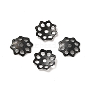 304 Stainless Steel Bead Caps, Flower, Multi-Petal, Electrophoresis Black, 10.5x10x1.5mm, Hole: 1mm(STAS-F075-23EB)