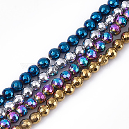 Electroplate Non-magnetic Synthetic Hematite Beads Strands, Vacuum Plating, Polygon, Mixed Color, 4mm, Hole: 0.8mm, about 102~103pcs/strand, 15.7 inch(G-S352-08)