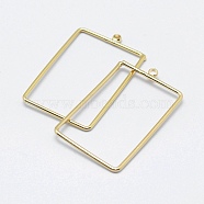 Brass Pendants, Long-Lasting Plated, Real 18K Gold Plated, Nickel Free, Open Rectangle, 26x16x1mm, Hole: 1mm(KK-F727-26G-NF)