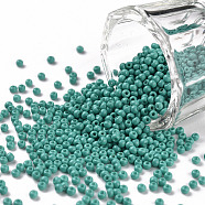 11/0 Grade A Baking Paint Glass Seed Beads, Round, Turquoise, 2.3x1.5mm, Hole: 1mm, about 5300pcs/50g(X-SEED-N001-A-1015)