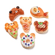 Imitation Food Resin Decoden Cabochons, Bear Bread, Mixed Shapes, Mixed Color, 18~26.5x20~31x11~13mm(X-CRES-R199-04)