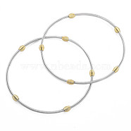 Spring Bracelets, Minimalist Bracelets with Beads, Plated Steel French Wire/Gimp Wire, for Stackable Wearing, Platinum, 12 Gauge, 2mm, Inner Diameter: 58.5mm(TWIR-T001-01P-LG)