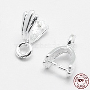 925 Sterling Silver Pendant Bails, Ice Pick & Pinch Bails, Silver, 3x3mm Inner Diameter, 8x5x3mm, Hole: 1.5mm, Pin: 0.6mm(STER-E050-12S)