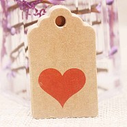 Paper Gift Tags, Hange Tags, For Arts and Crafts, For Wedding, Valentine's Day, Rectangle with Heart Pattern, BurlyWood, 50x30x0.4mm, Hole: 5mm(CDIS-P001-H09-A)