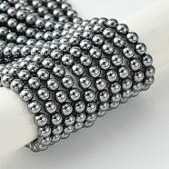 Natural Terahertz Stone Beads Strands, Round, 4mm, Hole: 0.8mm, about 92pcs/strand, 15.24''(38.7cm)(G-Z034-B13-02)
