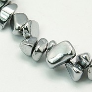 Non-Magnetic Synthetic Hematite Beads Strands, Chips, Silver Plated, 6~11x5~8mm, Hole: 2~6mm(G-E077-1)