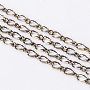 Iron Handmade Chains Figaro Chains Mother-Son Chains, Unwelded, Antique Bronze Color, with Spool, Mother Link: 3.5x6mm, Son Link: 2.5x3mm, 0.6mm thick, about 328.08 Feet(100m)/roll(CHSM021Y-AB)