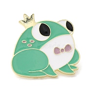 Frog Prince Enamel Pins, Zinc Alloy Brooches for Backpack Clothes, Aquamarine, 31.5x31mm(JEWB-S025-13)