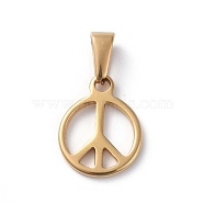 304 Stainless Steel Pendants, Peace Symbol, Golden, 17x14x1.5mm, Hole: 7x4mm(STAS-I127-047G)
