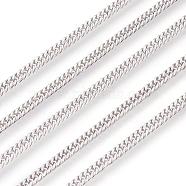 Tarnish Resistant 201 Stainless Steel Curb Chains, Unwelded, Stainless Steel Color, 2.5mm(CHS-L017-17A)