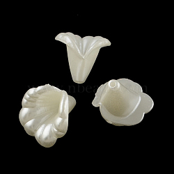 Flower ABS Plastic Imitation Pearl Bead Cones, Creamy White, 15x14x14mm, Hole: 1.5mm(X-OACR-R016-24)