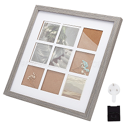 Square Wood Photo Frame Stand, for Wall Hanging and Tabletop Display, for Hold 9 Photos, Gainsboro, 330x330x19mm(DJEW-WH0039-68A)