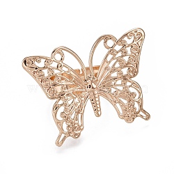 Adjustable Brass Filigree Ring Setting Components, Long-Lasting Plated, Butterfly Pad Ring Bases, Golden, 17mm, Tray: 26x36x0.6mm(X-KK-L054-05)