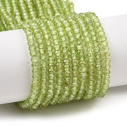 Natural Peridot Beads Strands, Faceted, Rondelle, 3x2mm, Hole: 0.5mm, about 189~191pcs/strand, 15.35''(39cm)(G-ONLY-T-B07-01)