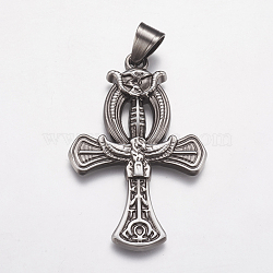 304 Stainless Steel Big Pendants, Cross, Antique Silver, 55x36x4mm, Hole: 7x9mm(STAS-K171-32AS)