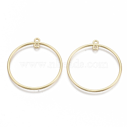 Alloy  2-Loop Link Pendants, Round Ring, Light Gold, 42.5x39x2mm, Hole: 1.8mm(X-PALLOY-S132-040A-G)