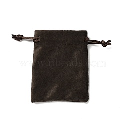 Velvet Jewelry Drawstring Storage Pouches, Rectangle, Coconut Brown, 9.5x7x0.5cm(ABAG-P013-02A-02)