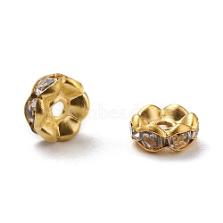 Iron Rhinestone Spacer Beads, Grade A, Rondelle, Waves Edge, Golden, 6x2.5mm, Hole: 1.5mm(X-RB-A007-6MM-G)