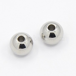 Tarnish Resistant 304 Stainless Steel Smooth Round Beads, Stainless Steel Color, 6x4.8mm, Hole: 2mm(X-STAS-M006-01A)