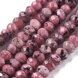 Dyed Natural Malaysia Jade Rondelle Beads Strands, Faceted, Pale Violet Red, 4x2~3mm, Hole: 1mm, about 115pcs/strand, 14 inch(X-G-E316-2x4mm-38)