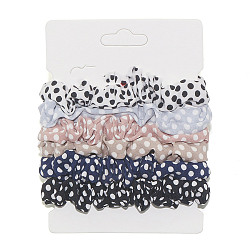 Polka Dot Pattern Cloth Elastic Hair Accessories, for Girls or Women, Scrunchie/Scrunchy Hair Ties, Mixed Color, 120mm, 6pcs/set(OHAR-PW0007-46E)