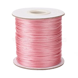 Cordon de polyester ciré, cordon perle, rose, 0.5mm, environ 169.51~174.98 yards (155~160 m)/rouleau(YC-0.5mm-119)