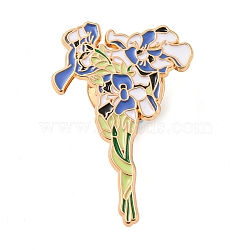 Flower Alloy Enamel Pin Broochs, Cadmium Free & Lead Free, Royal Blue, Golden, 30x21x1.5mm(AJEW-Z023-02G)