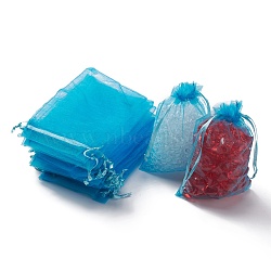 Organza Gift Bags with Drawstring, Jewelry Pouches, Wedding Party Christmas Favor Gift Bags, Deep Sky Blue, 15x10cm(X-OP-R016-10x15cm-17)