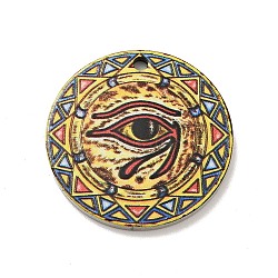 201 Stainless Steel Pendants, Flat Round, Stainless Steel Color, Eye of Ra Pattern, 25x1mm, Hole: 1.8mm(STAS-J041-04E)