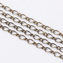 Iron Handmade Chains Figaro Chains Mother-Son Chains, Unwelded, Antique Bronze Color, with Spool, Mother Link: 3.5x6mm, Son Link: 2.5x3mm, 0.6mm thick, about 328.08 Feet(100m)/roll(CHSM021Y-AB)