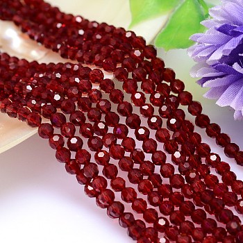 Imitation Austrian Crystal Bead Strands, Grade AAA, K9 Glass, Faceted(32 Facets) Round, Red, 8mm, Hole: 0.9~1mm, about 50pcs/strand, 15.7 inch