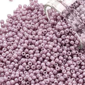 TOHO Round Seed Beads, Japanese Seed Beads, (127) Opaque Luster Pale Mauve, 11/0, 2.2mm, Hole: 0.8mm, about 50000pcs/pound
