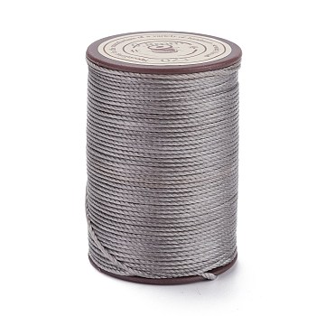 Round Waxed Polyester Thread String, Micro Macrame Cord, Twisted Cord, for Leather Sewing Stitching, Silver, 0.8mm, about 54.68 Yards(50m)/Roll