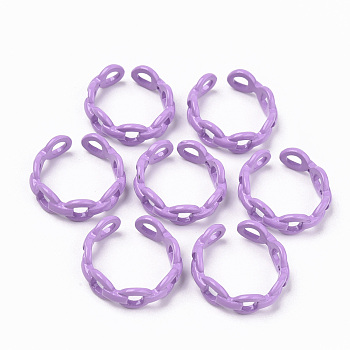 Spray Painted Alloy Cuff Rings, Open Rings, Cadmium Free & Lead Free, Cable Chain Shape, Medium Orchid, US Size 5 1/2(16.1mm)