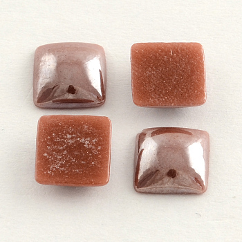 Pearlized Plated Opaque Glass Cabochons, Square, Sienna, 6x6x3mm