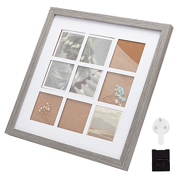 Square Wood Photo Frame Stand, for Wall Hanging and Tabletop Display, for Hold 9 Photos, Gainsboro, 330x330x19mm