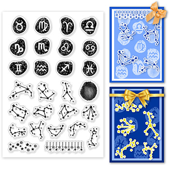 Custom PVC Plastic Clear Stamps, for DIY Scrapbooking, Photo Album Decorative, Cards Making, Constellation, 160x110mm