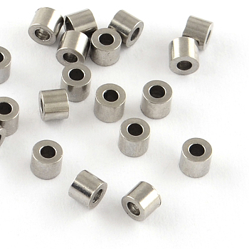 304 Stainless Steel Column Spacer Beads, Stainless Steel Color, 3x2mm, Hole: 1.5mm