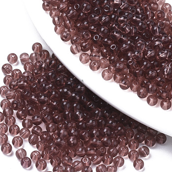 Transparent Glass Beads, Round, Sienna, 4x3mm, Hole: 1mm, about 4500pcs/bag