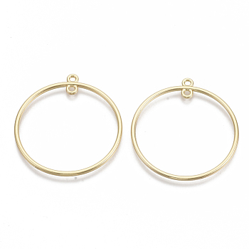 Alloy  2-Loop Link Pendants, Round Ring, Light Gold, 42.5x39x2mm, Hole: 1.8mm