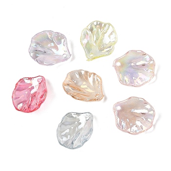 Transparent Acrylic Pendants, AB Color Plated, Leaf Charms, Mixed Color, 17x15x4.5mm, Hole: 1.5mm